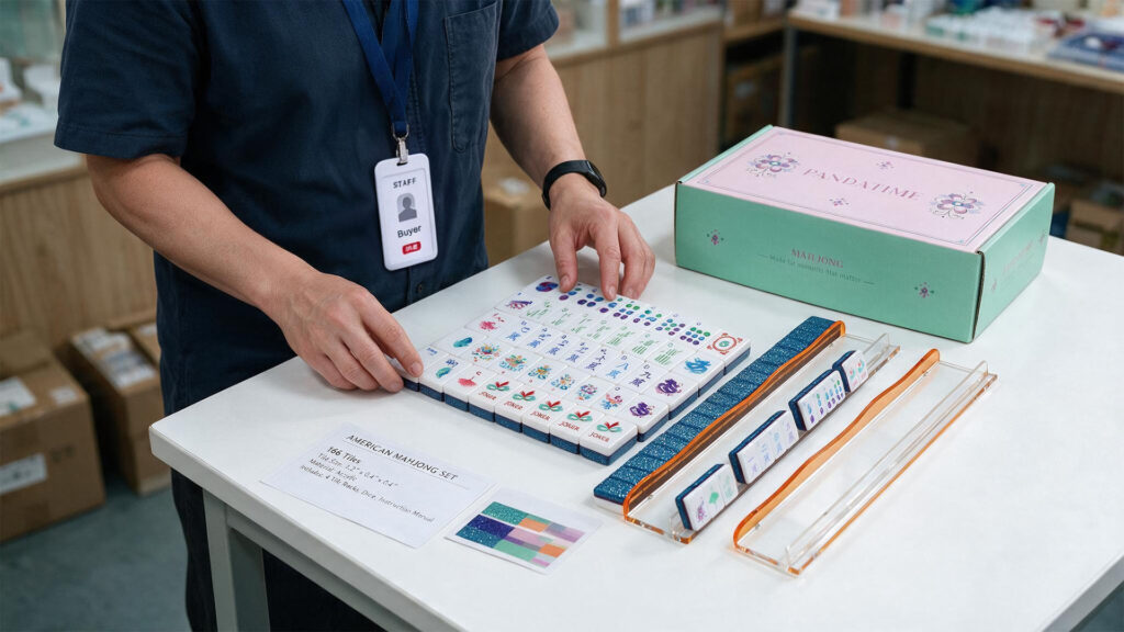 Buyer evaluating an American Mahjong manufacturer before a bulk order