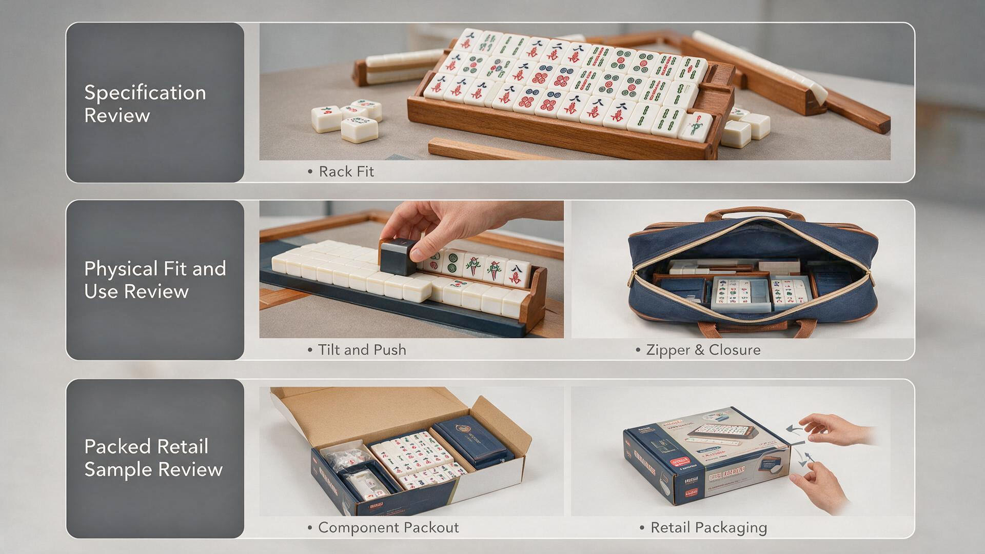 Three-stage sample approval process for wholesale American Mahjong accessories