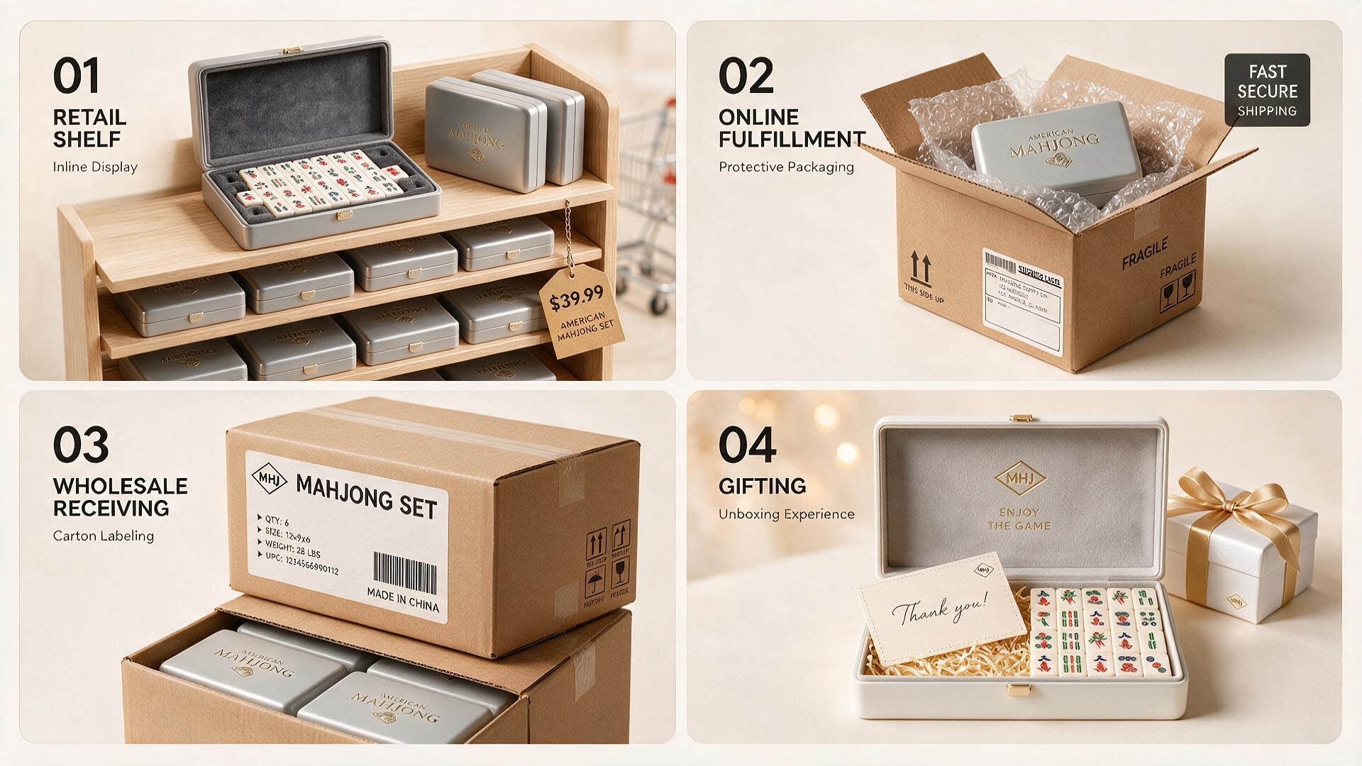 American Mahjong packaging requirements for retail, e-commerce, wholesale and gifting